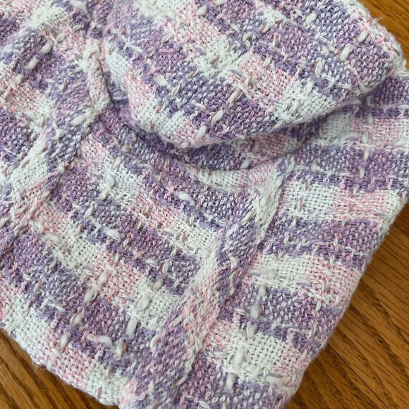 Zara Tweed Corset Crop Top Purple/Pink/White plaid pattern l Zip side and lined - Picture 5 of 10